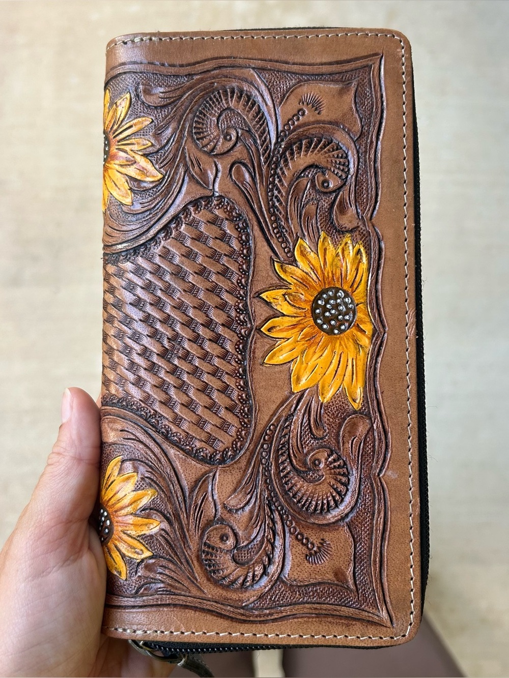 Myra Bag Leather Sunflower Wallet